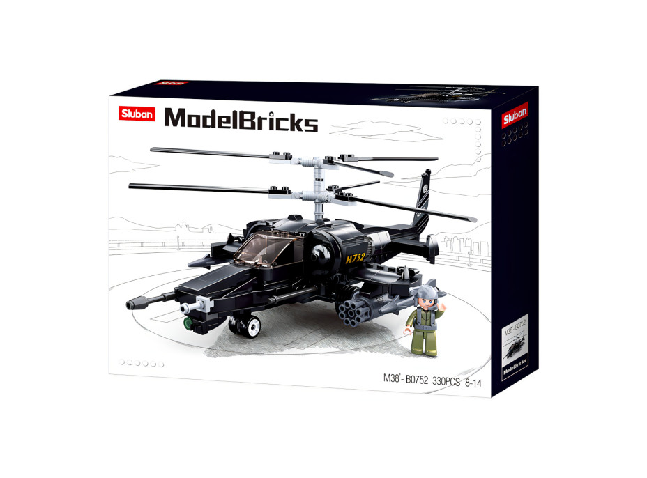 Sluban Model Bricks M38-B0752 Bojový vrtulník Ka-50 Black Shark