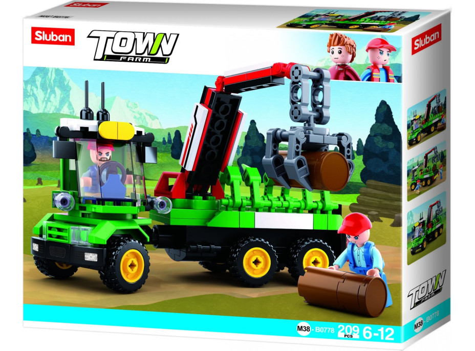 Sluban Town Farma M38-B0778 Traktor s přívěsem na klády