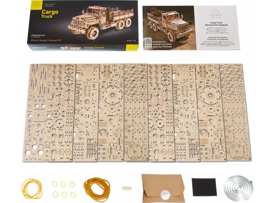 Ugears 3D dřevěné mechanické puzzle Nákladní auto CARGO