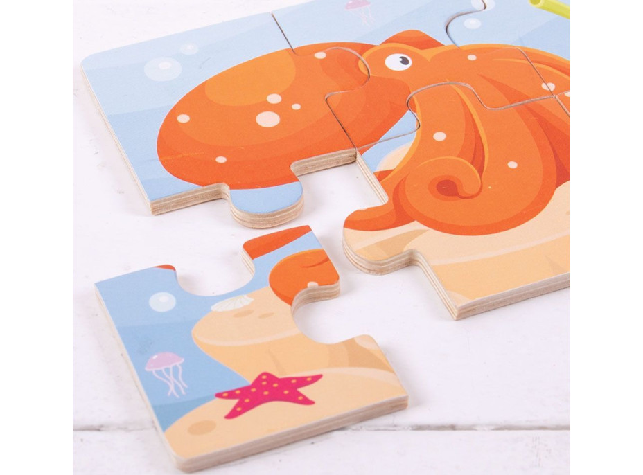 Bigjigs Toys Puzzle 3v1 mořská zvířátka