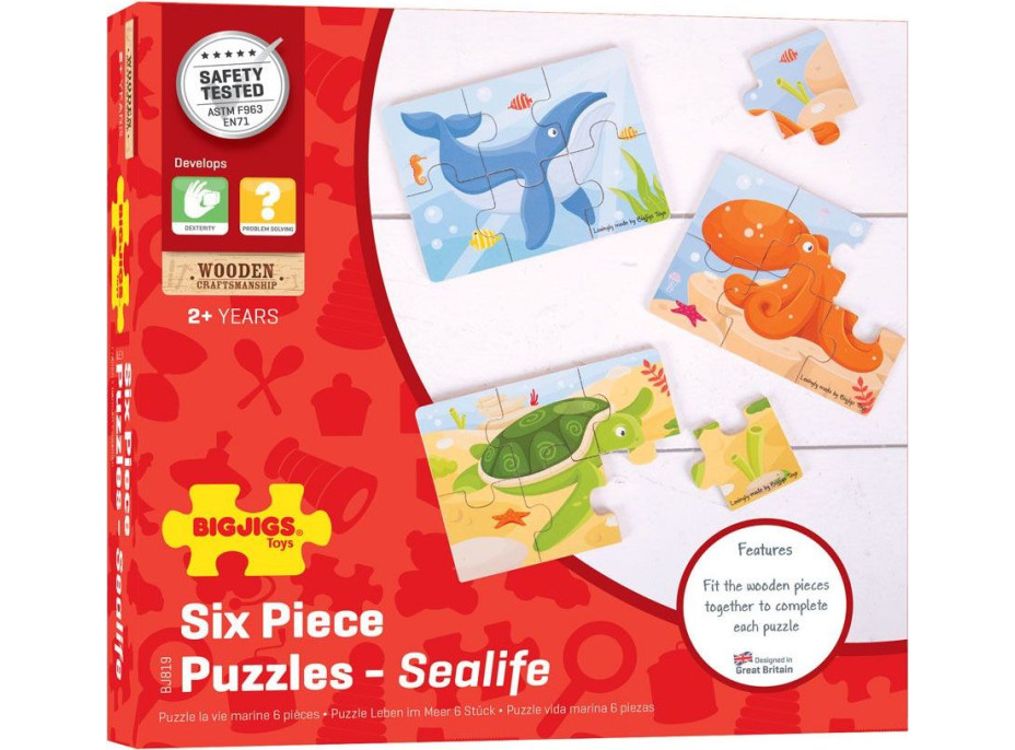 Bigjigs Toys Puzzle 3v1 mořská zvířátka