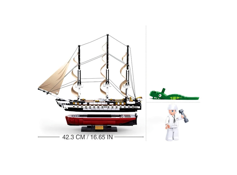 Sluban Model Bricks M38-B0836 Fregata USS Constitution plachetní válečná loď