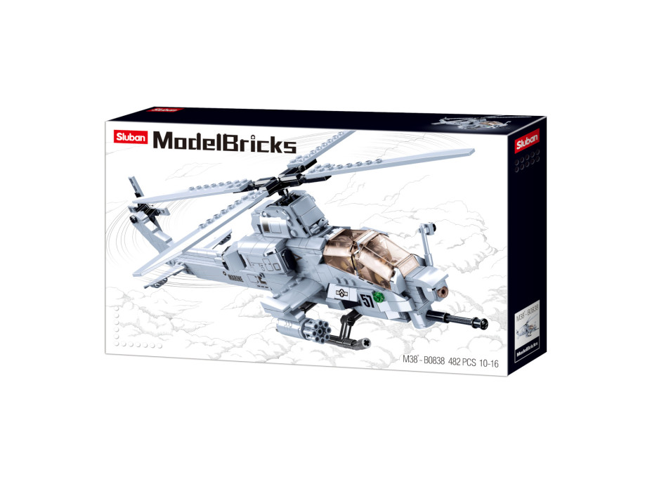 Sluban Army Model Bricks M38-B0838 Bitevní helikoptéra AH-1Z Viper