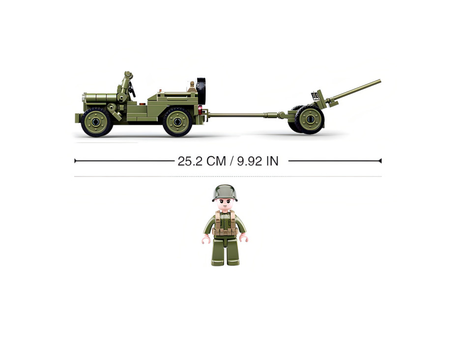 Sluban Army WW2 M38-B0853 Spojenecký džíp a protiletadlové dělo