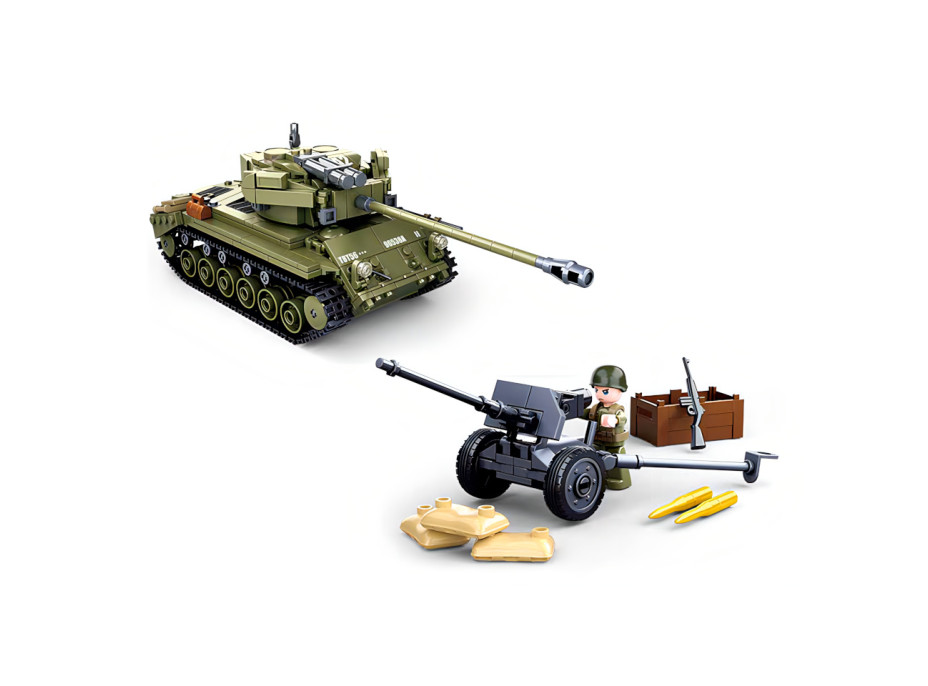 Sluban Army N38-B0860 Střední tank 2v1 a protiletecké dělo