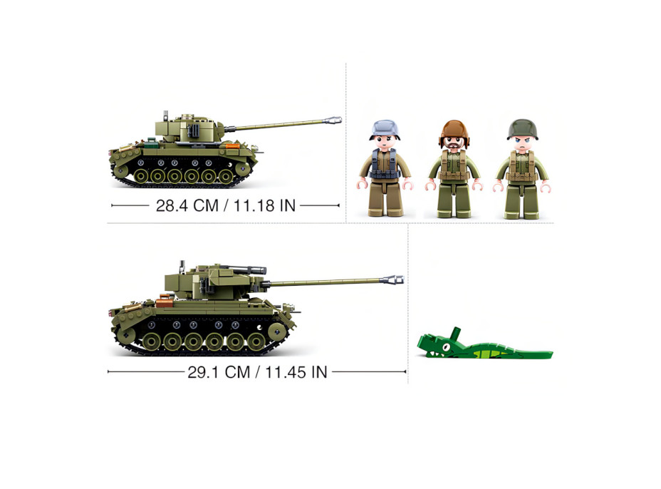 Sluban Army N38-B0860 Střední tank 2v1 a protiletecké dělo