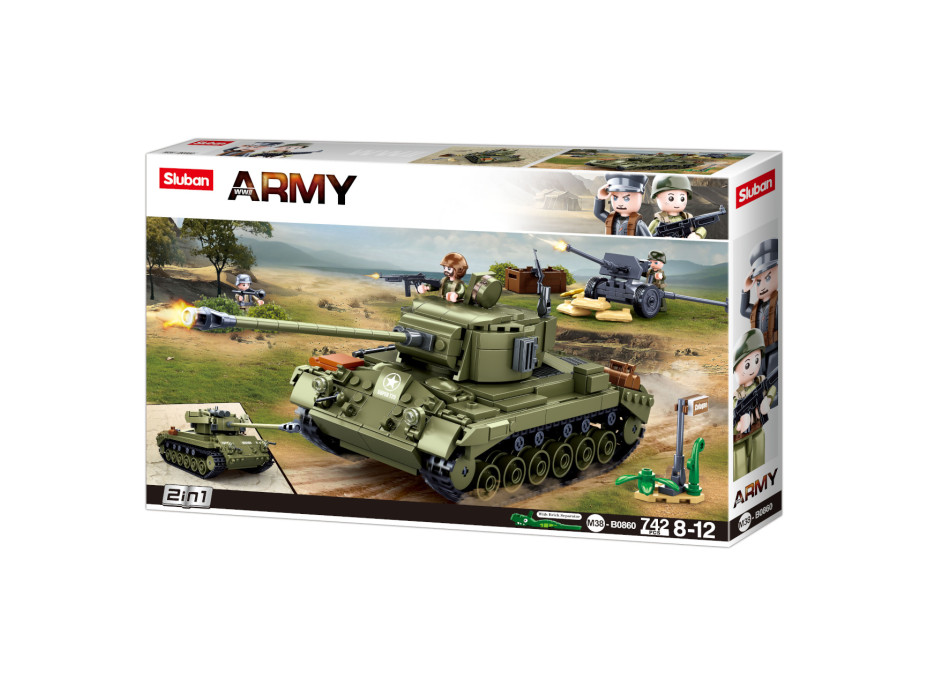 Sluban Army N38-B0860 Střední tank 2v1 a protiletecké dělo