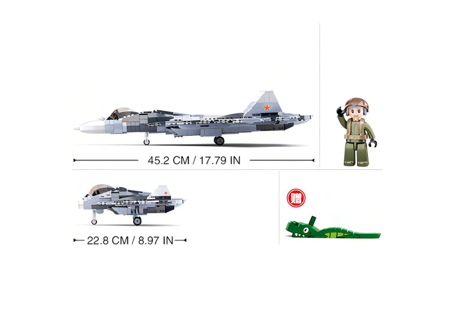 Sluban Model Bricks M38-B0986 Proudový stíhací letoun Su-57 2 v 1