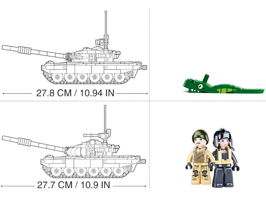 Sluban Model Bricks M38-B1011 Bitevní tank T-72B3 2v1