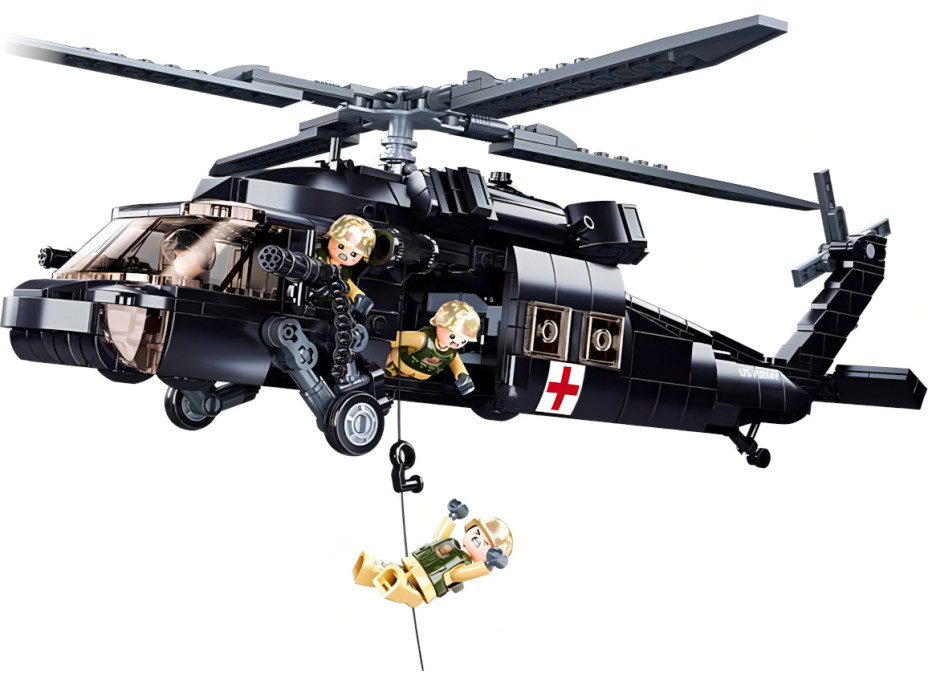 Sluban Model Bricks M38-B1012 Zdravotnický vrtulník UH-60 Black Hawk