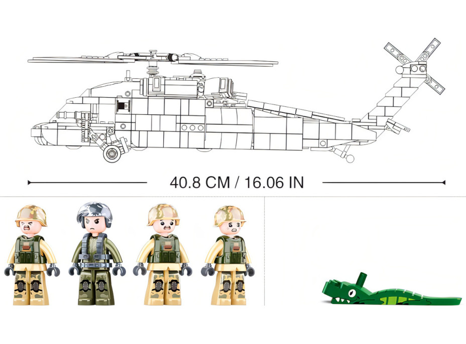 Sluban Model Bricks M38-B1012 Zdravotnický vrtulník UH-60 Black Hawk