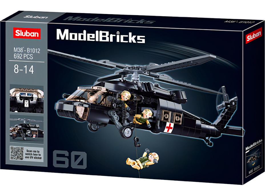 Sluban Model Bricks M38-B1012 Zdravotnický vrtulník UH-60 Black Hawk