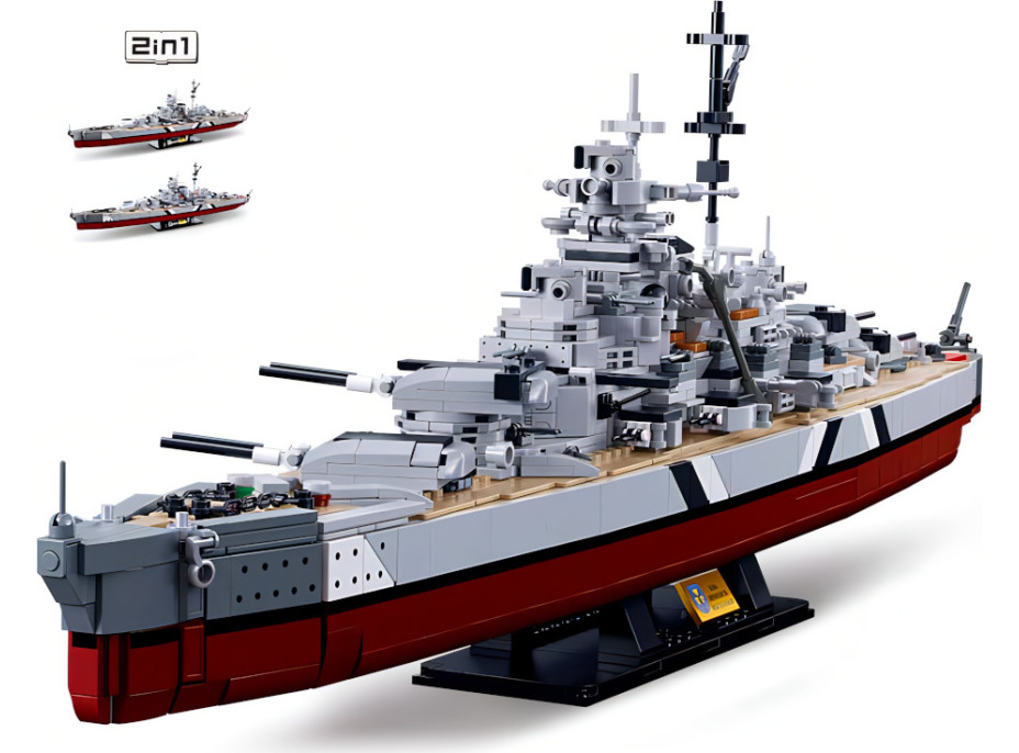 Sluban ModelBricks M38-B1102 Bitevní loď Bismarck 2v1