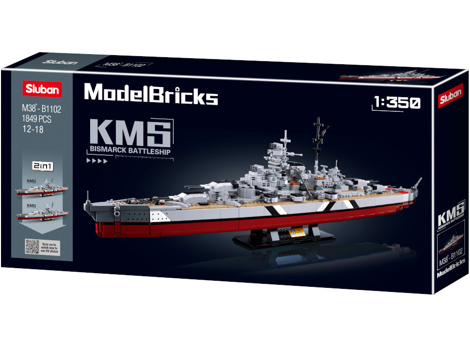 Sluban ModelBricks M38-B1102 Bitevní loď Bismarck 2v1