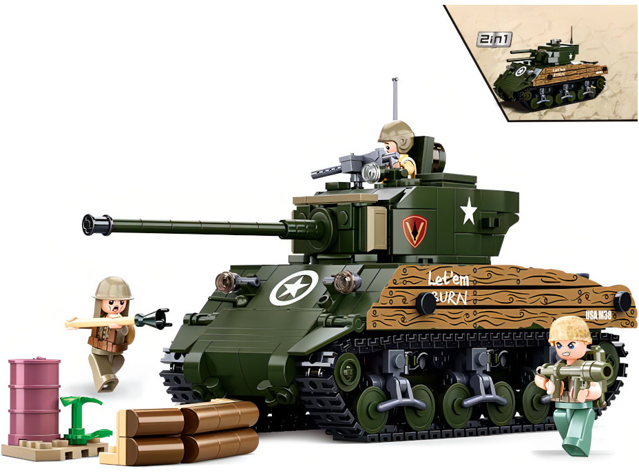 Sluban Army WW2 M38-B1110 Bitevní tank M4A3 Sherman