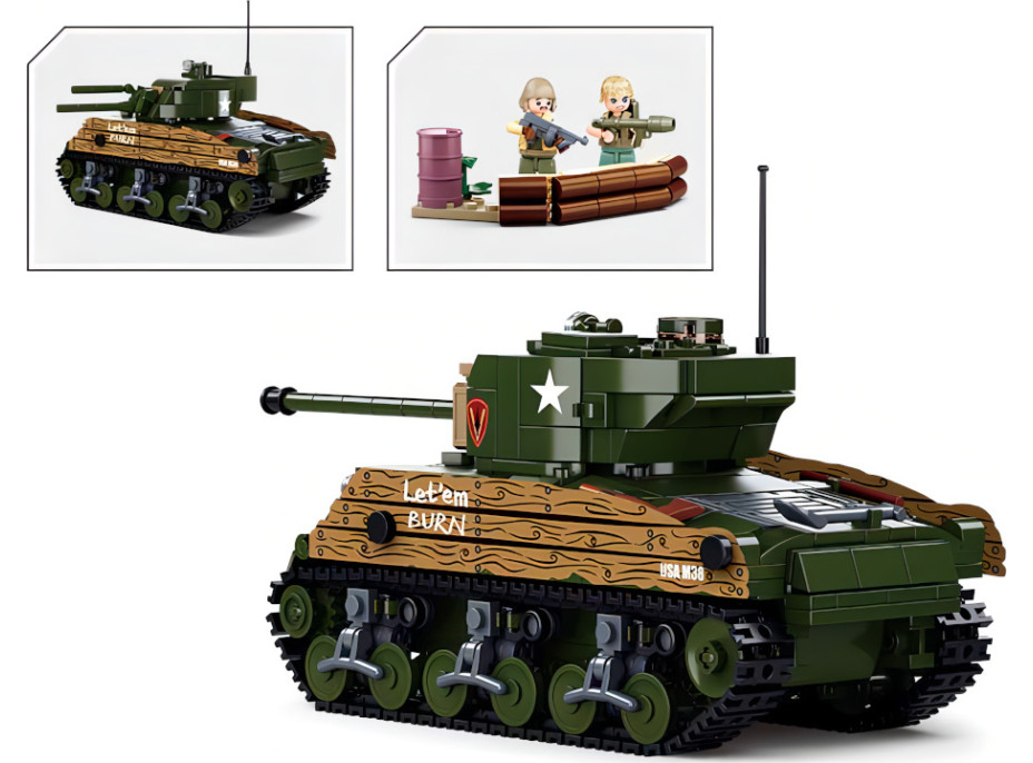 Sluban Army WW2 M38-B1110 Bitevní tank M4A3 Sherman