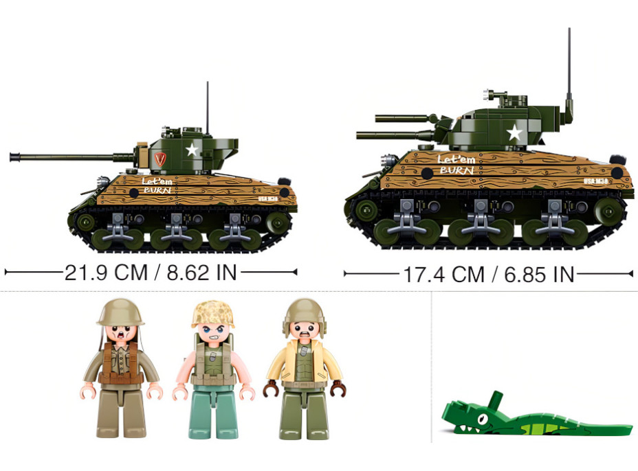 Sluban Army WW2 M38-B1110 Bitevní tank M4A3 Sherman