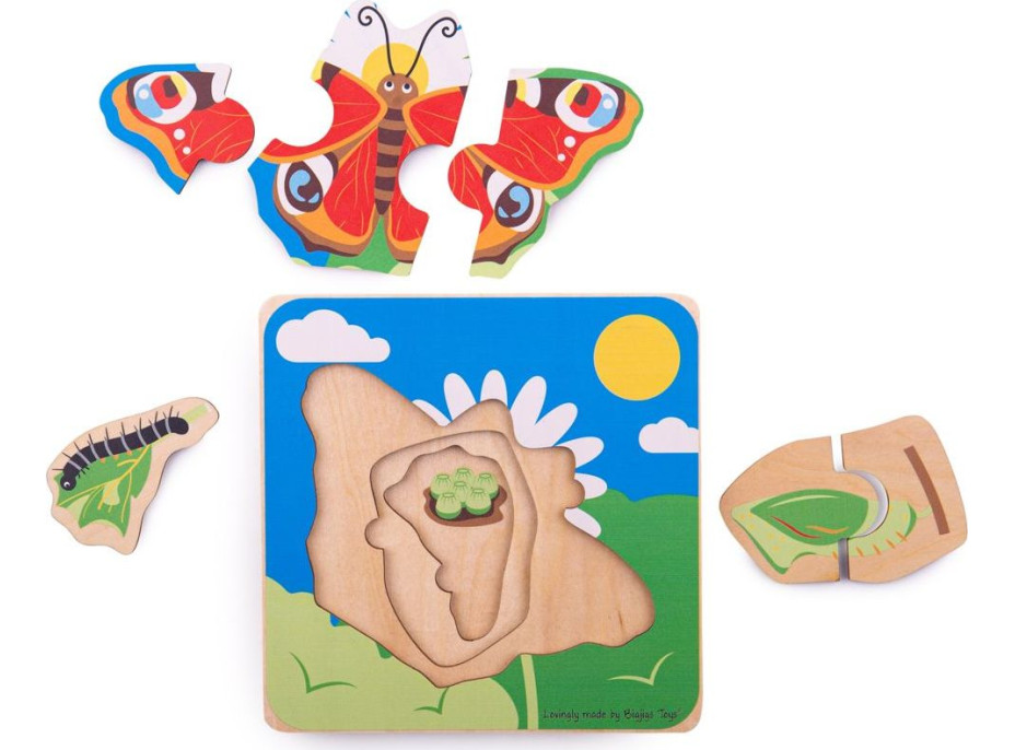 Bigjigs Toys Vkládací puzzle životní cykly motýla