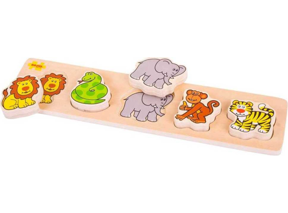 Bigjigs Baby Dřevěné vkládací puzzle safari