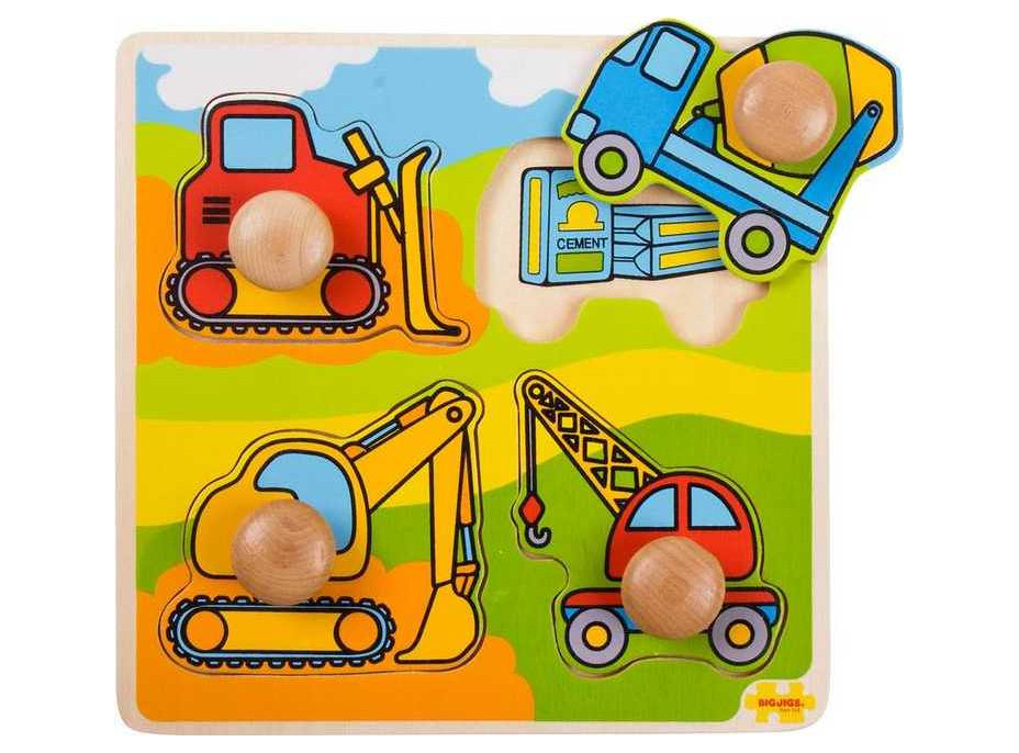 Bigjigs Toys Vkládací puzzle stavební stroje