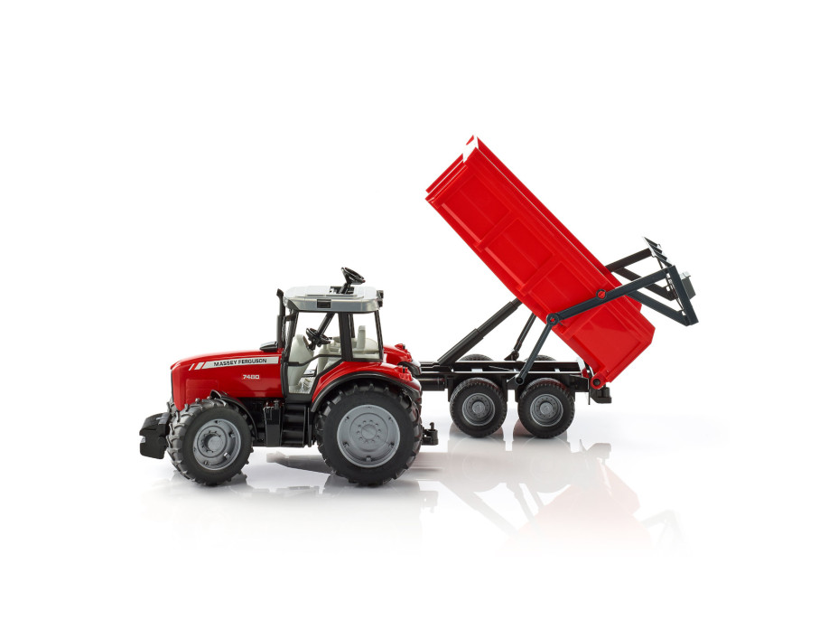 Bruder Traktor MASSEY FERGUSON se sklopným vozem červený