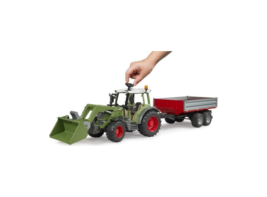 Bruder Traktor Fendt Vario 211 s čelním nakladačem a sklápěcím přívěsem