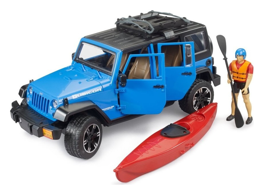 Bruder Jeep Wrangler Rubicon s kajakem a figurkou 1:16