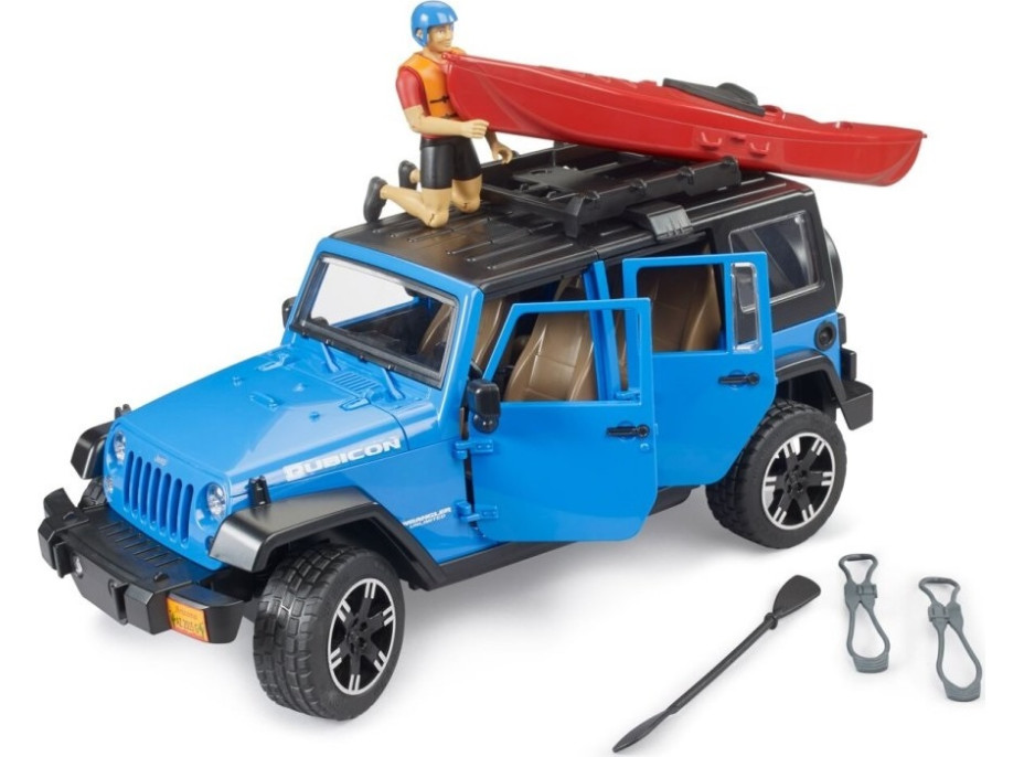 Bruder Jeep Wrangler Rubicon s kajakem a figurkou 1:16