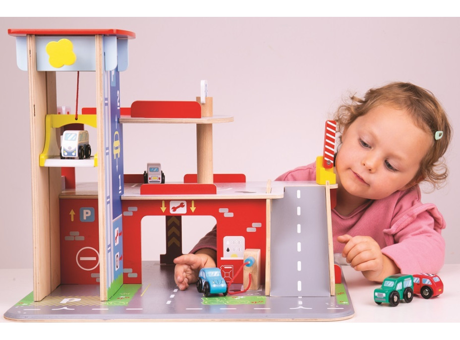 Bigjigs Toys Garáž s parkovištěm