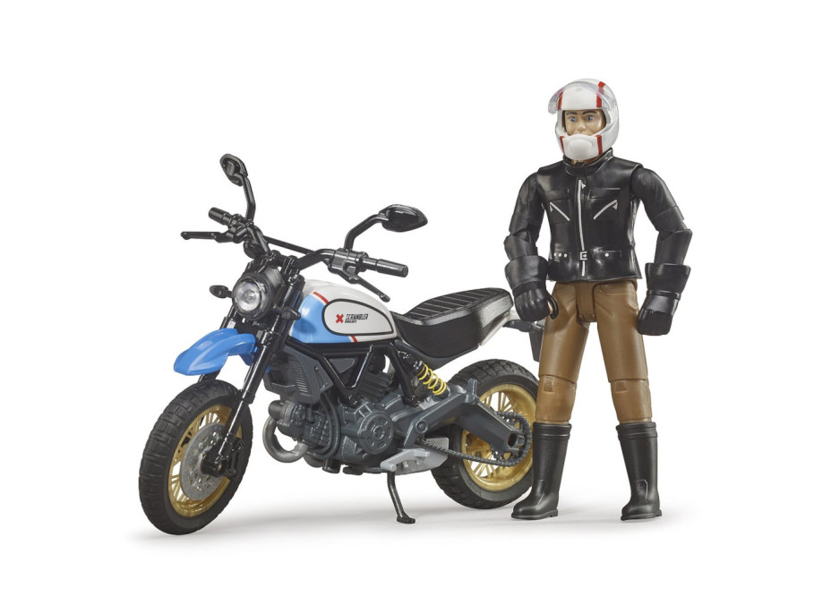 Bruder 63051 BWORLD Motocykl Scrambler Ducati Cafe Racer s jezdcem