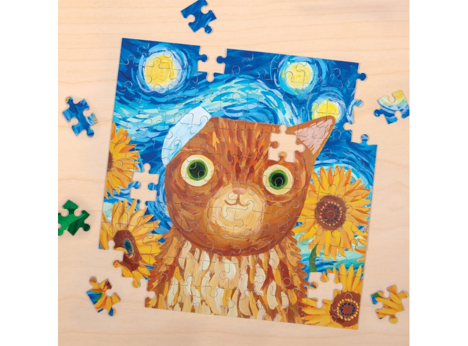 Mudpuppy Puzzle Vincent van Gogh umělecké kočky v plechovce 100 dílků