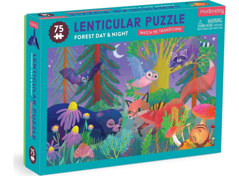 Mudpuppy Puzzle s lentikulárním efektem Les ve dne, v noci 75 dílků