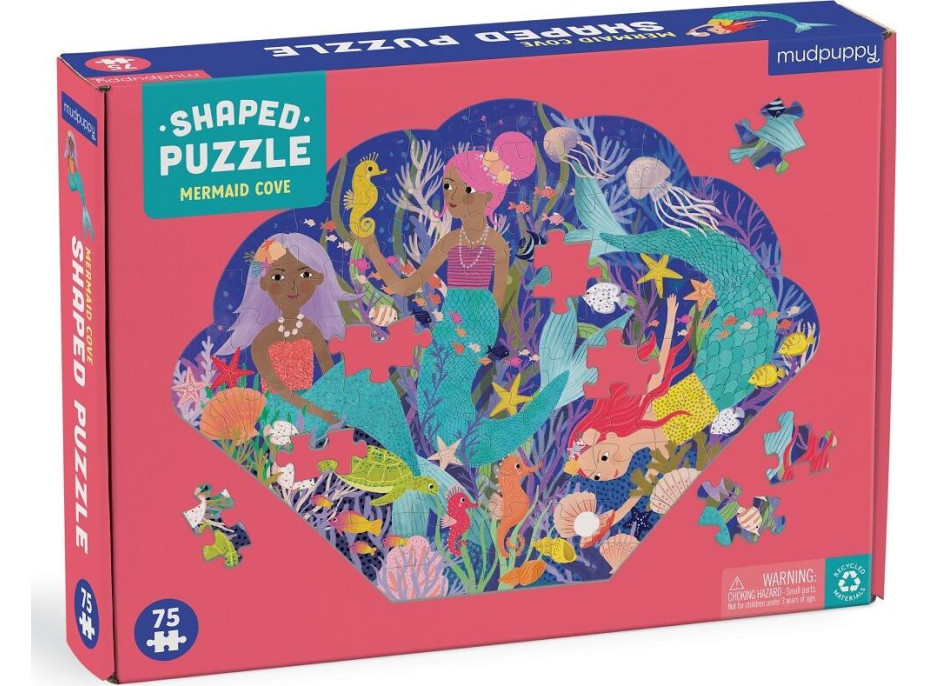 Mudpuppy Zátoka mořských víl - puzzle ve tvaru mušle 75 dílků