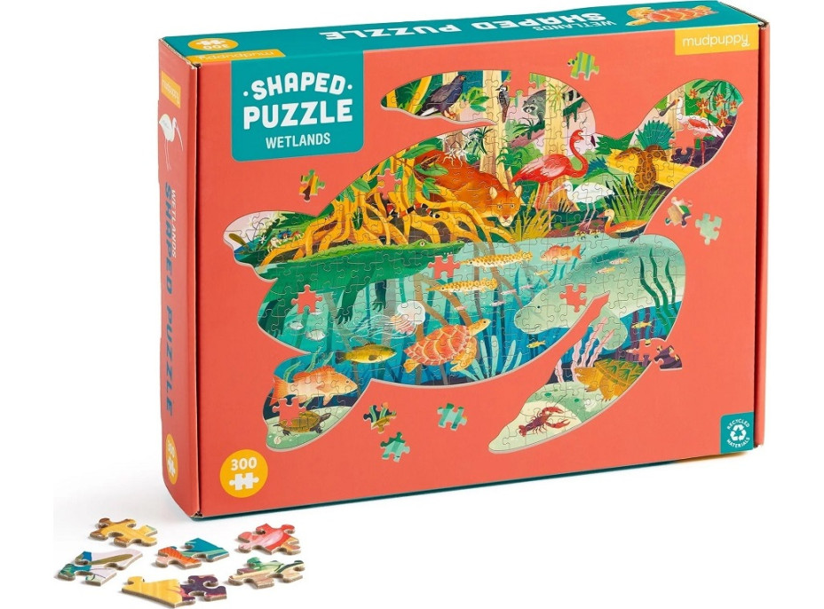 Mudpuppy Puzzle Mokřady ve tvaru želvy 300 dílků