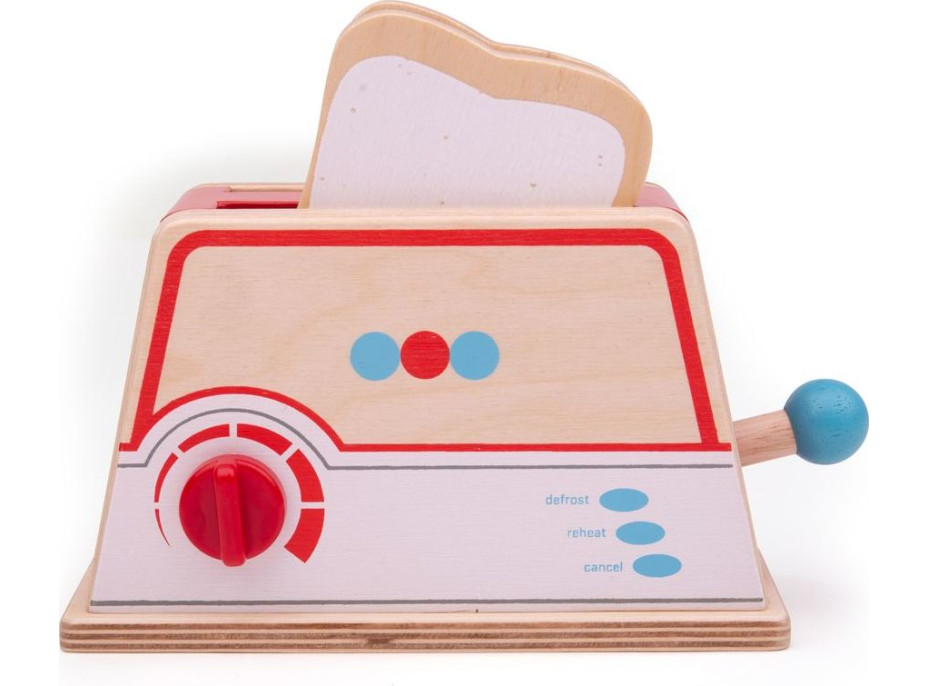 Bigjigs Toys Dřevěný toaster s puntíky