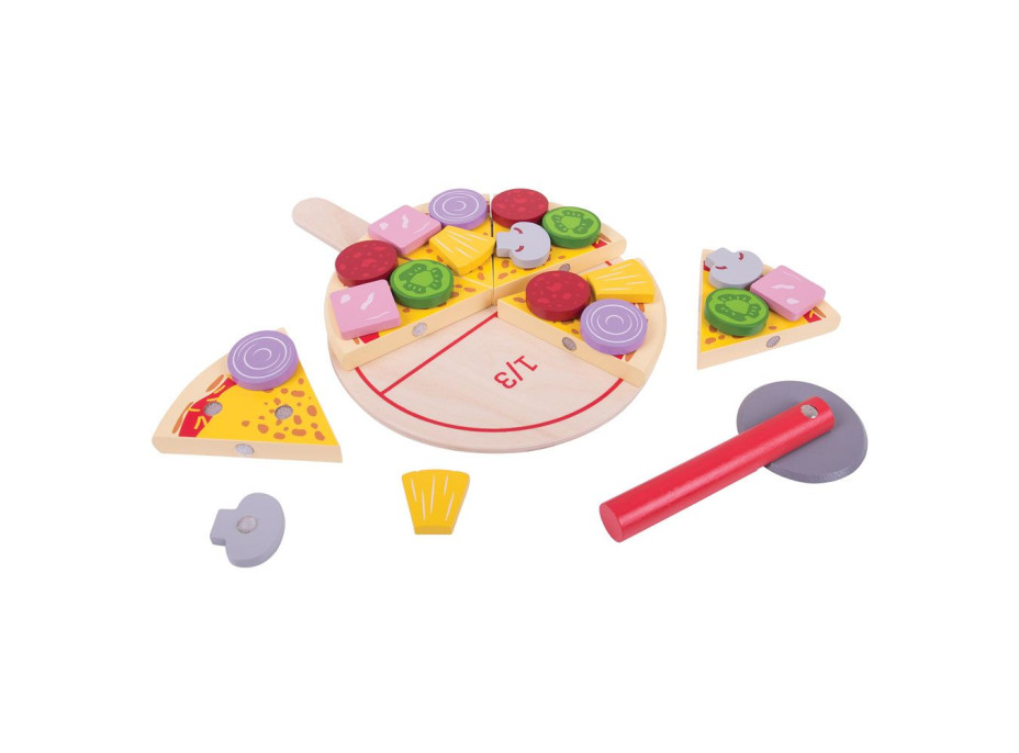 Bigjigs Toys Dřevěná krájecí pizza