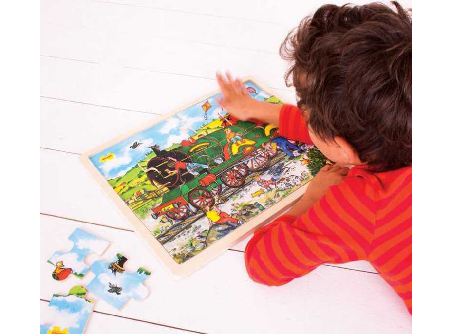 Bigjigs Toys Dřevěné puzzle vlak 24 dílků