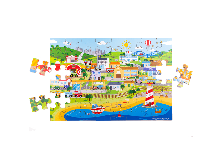 Bigjigs Toys Podlahové puzzle Město 48 dílků