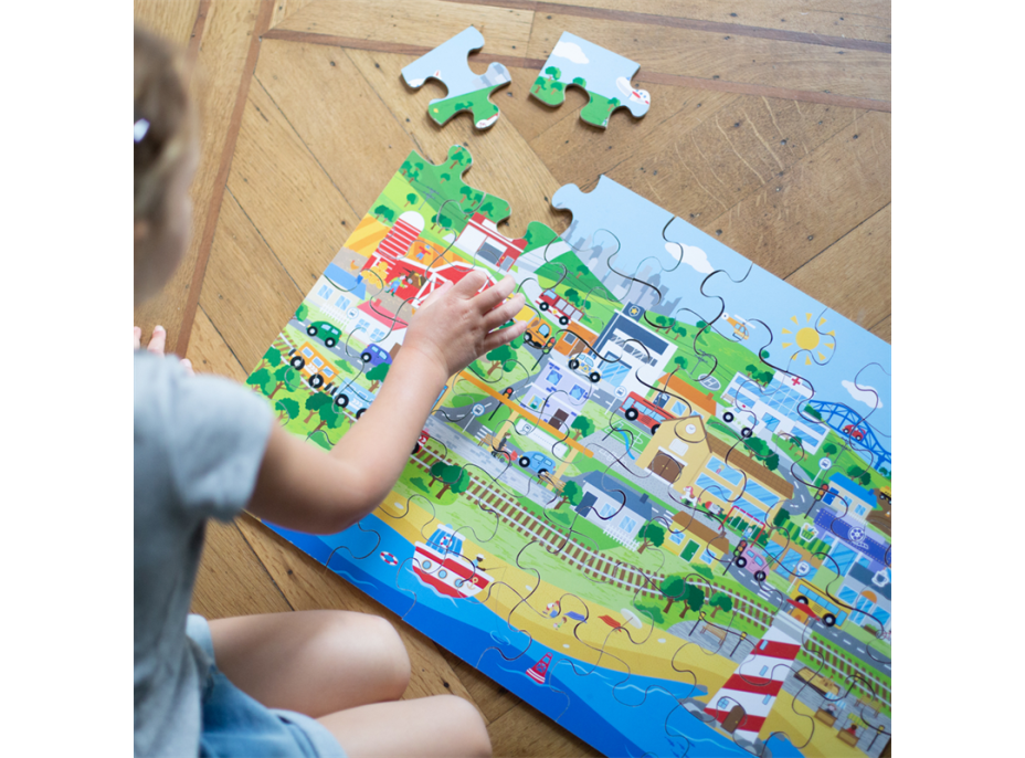 Bigjigs Toys Podlahové puzzle Město 48 dílků