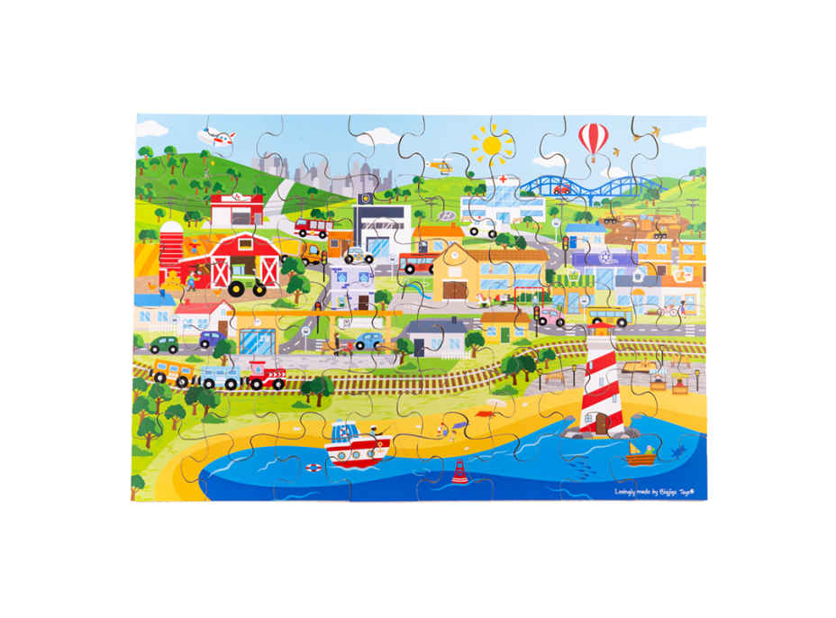 Bigjigs Toys Podlahové puzzle Město 48 dílků