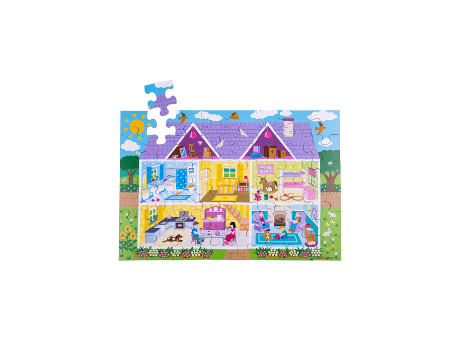 Bigjigs Toys Podlahové puzzle Domeček 48 dílků