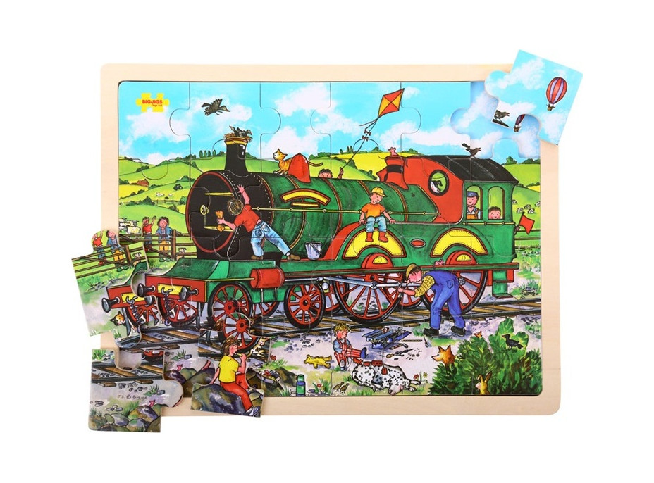 Bigjigs Toys Dřevěné puzzle vlak 24 dílků