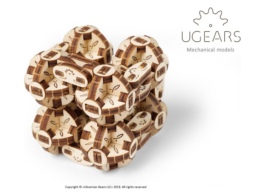 Ugears 3D dřevěné mechanické puzzle Kostka Flexi