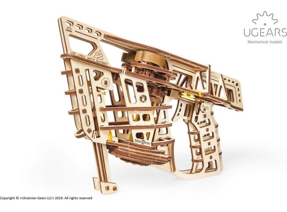 Ugears 3D dřevěné mechanické puzzle Vystřelovací letadlo