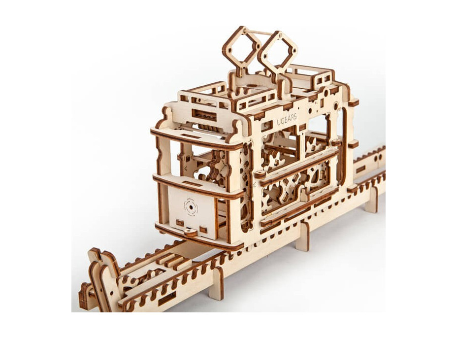 Ugears 3D dřevěné mechanické puzzle Kabinová lanovka s tratí