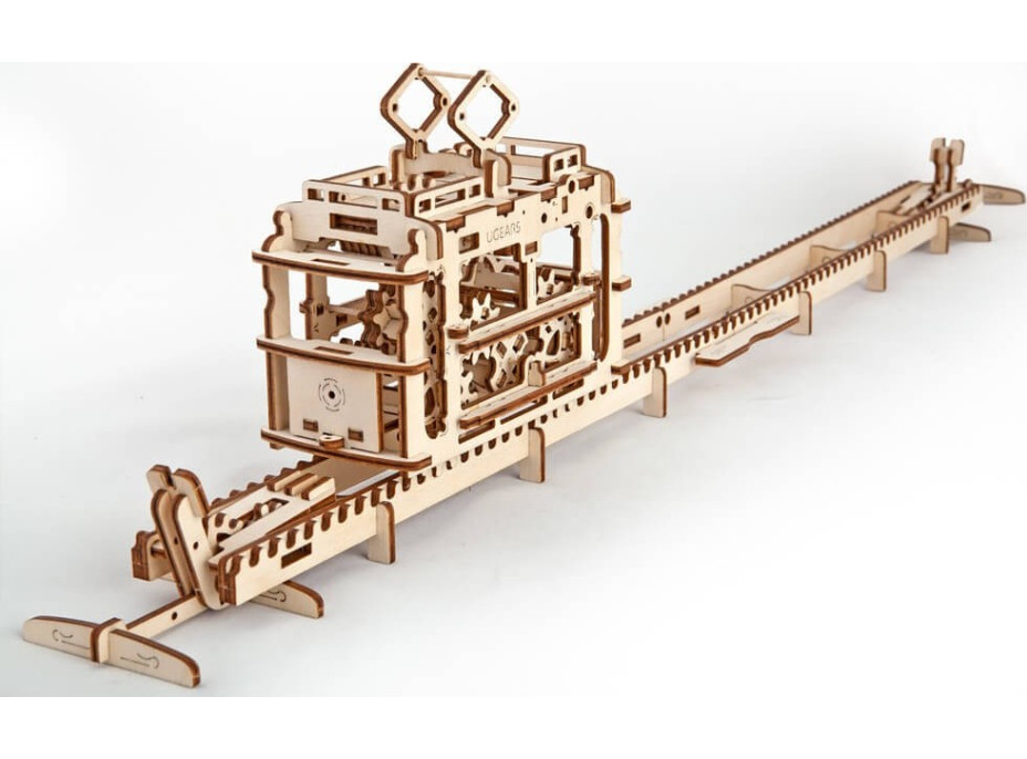 Ugears 3D dřevěné mechanické puzzle Kabinová lanovka s tratí