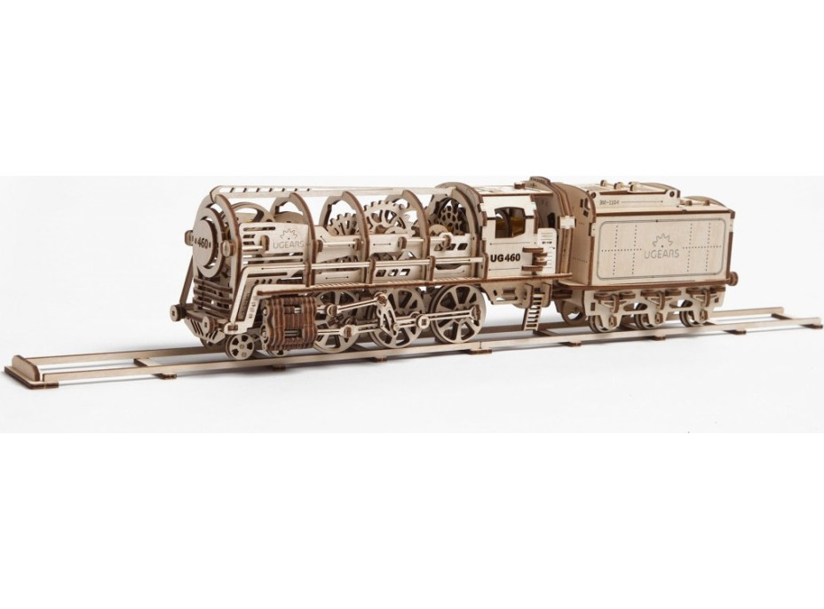 Ugears 3D dřevěné mechanické puzzle Parní lokomotiva 4-6-0 s tendrem