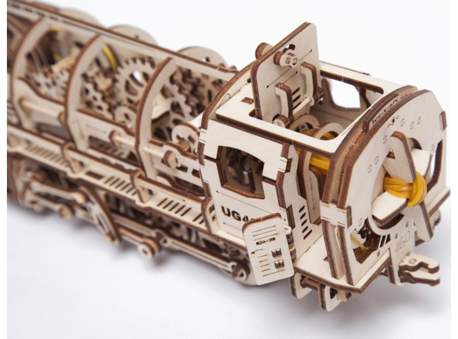 Ugears 3D dřevěné mechanické puzzle Parní lokomotiva 4-6-0 s tendrem