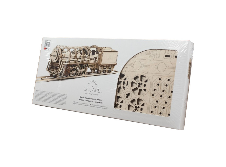 Ugears 3D dřevěné mechanické puzzle Parní lokomotiva 4-6-0 s tendrem