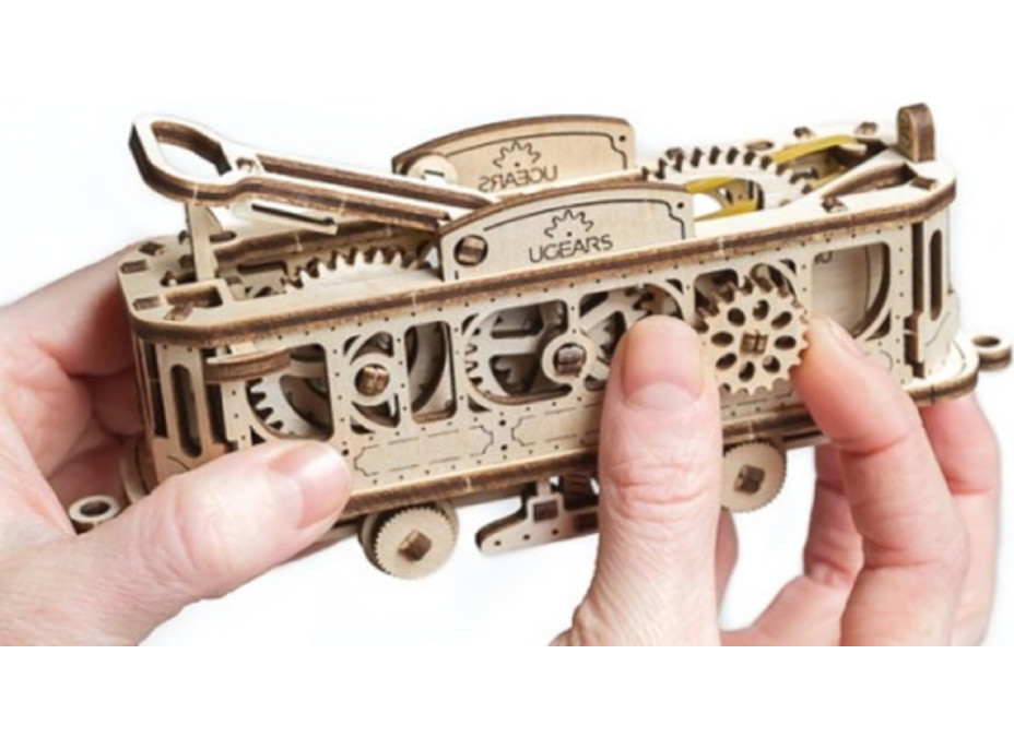 Ugears 3D dřevěné mechanické puzzle Mechanical Town tramvajová linka